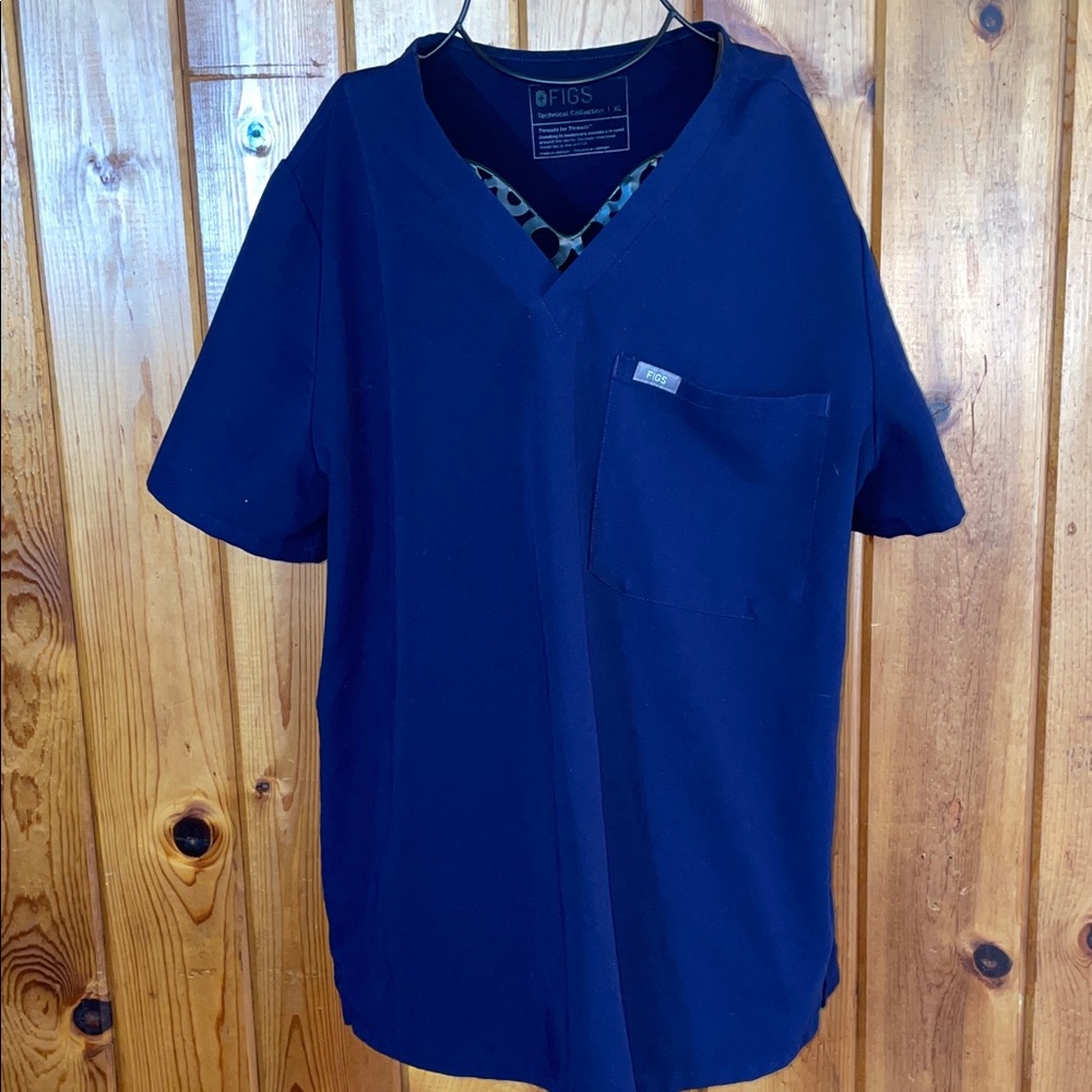 Fig Catarina one pocket scrub top women's nurse scrub top navy blue size XL - Picture 2 of 10